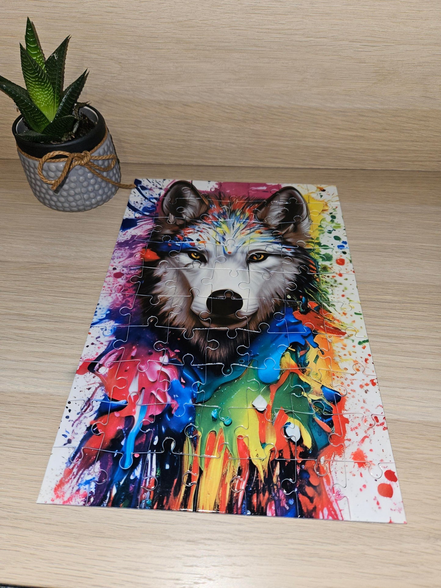 Puzzle loup tache d’encre